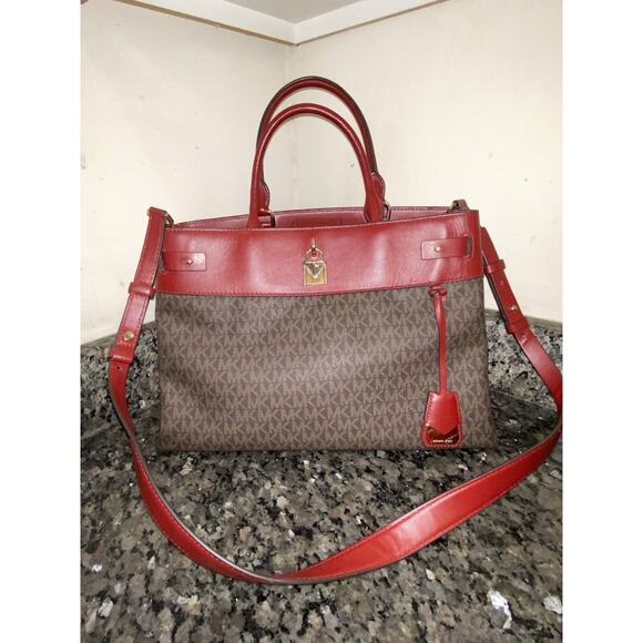 MICHAEL Michael Kors Gramercy Large Logo Satchel in Brown/Brandy Excellent - Picture 10 of 16